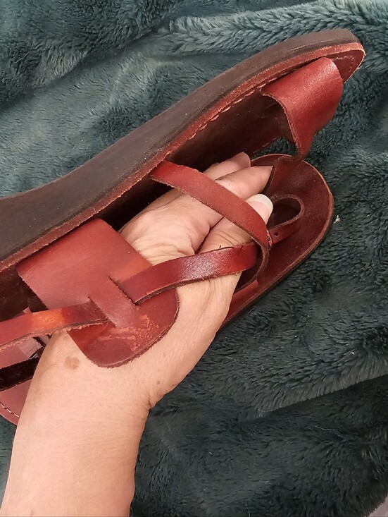 Handmade Jerusalem Leather Sandals 45 Men 12 Biblical Jesus Toe Loop Wore 1x Euc main image 7